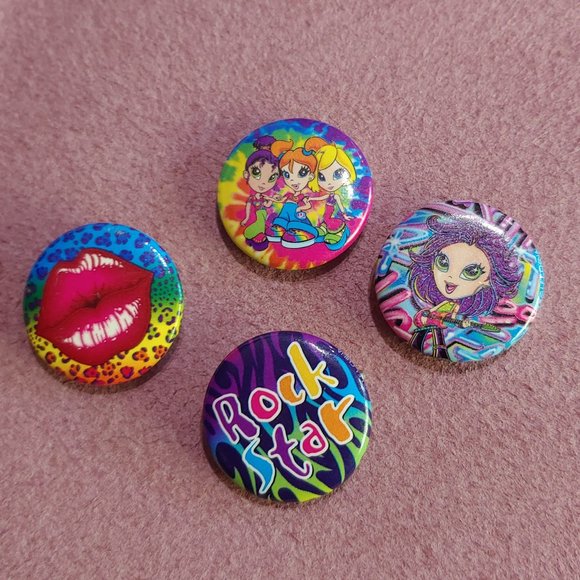 LISA FRANK VITAGE 90s HOT TOPIC METAL BUTTONS SET OF 5 - Picture 8 of 12